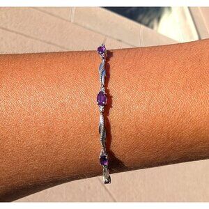 Sterling Silver Amethyst Bracelet purple quartz serenity & calm special occasion